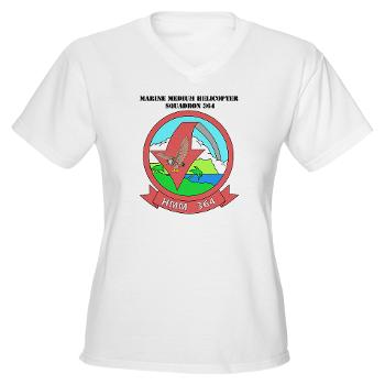 MMHS364 - A01 - 04 - Marine Medium Helicopter Squadron 364 with Text - Women's V-Neck T-Shirt